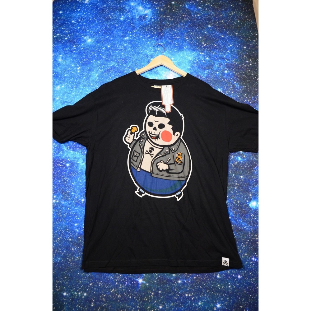 Johnny Cupcakes Suavecito Shirt Mens 2XL‎ Black Skull Rockabilly Graphic Tee